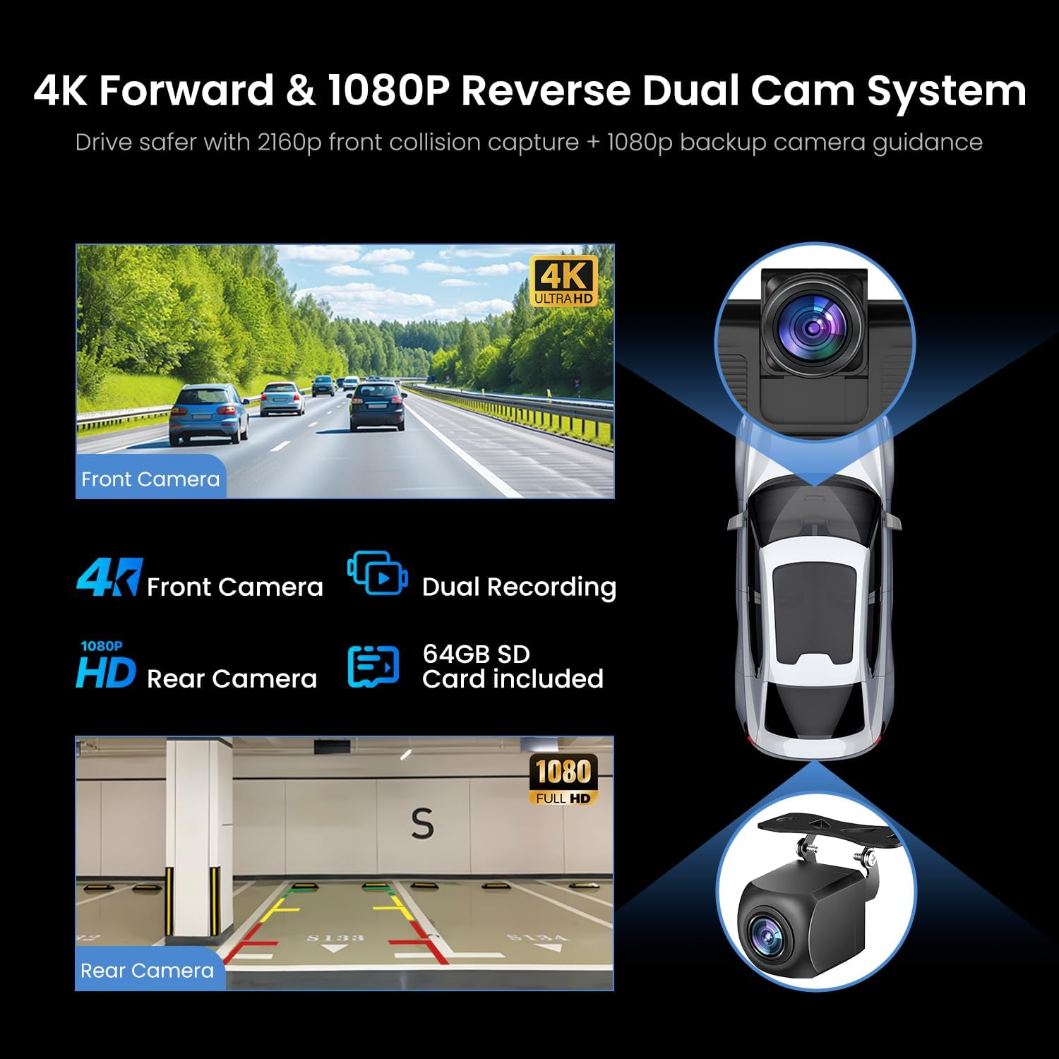4K Forward & 1080P Reverse Dual Cam System