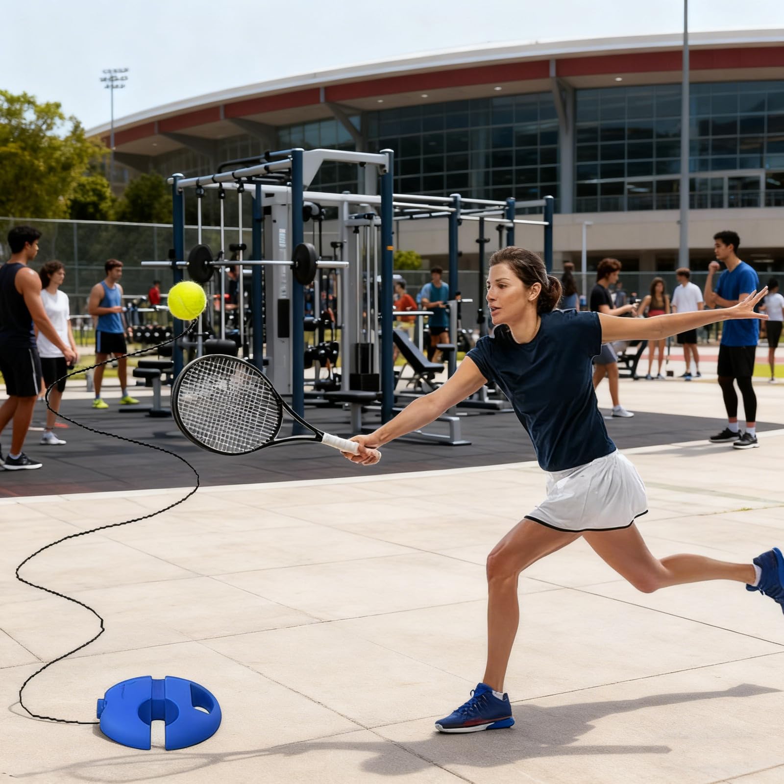 NUOBESTY Tennis Buddy Pallina da rimbalzo per giocatore singolo con corda Attrezzatura da rimbalzo portatile per adulti principianti 4 palline da allenamento con base stabile
