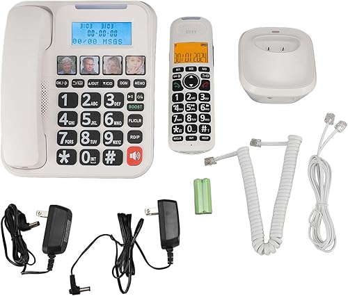 Miniatura 6 de Corded and Cordless Phone Expandable System with Digital Answering Machine and Call Blocking, Large 2in Screen and Photo Dial, for Home with