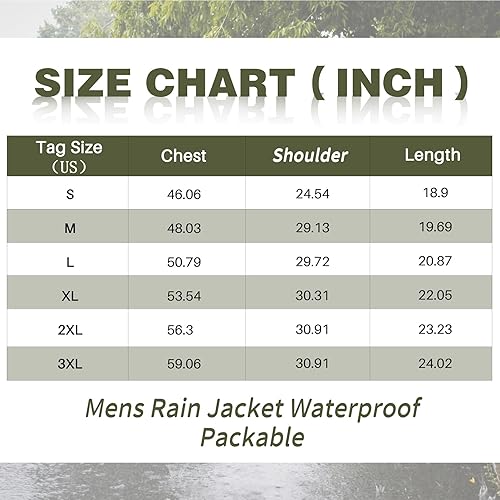 Miniatura 6 de Durio Chaqueta de lluvia plegable para hombre, abrigos de lluvia ligeros para hombres, chaquetas cortavientos impermeables con capucha para ciclismo