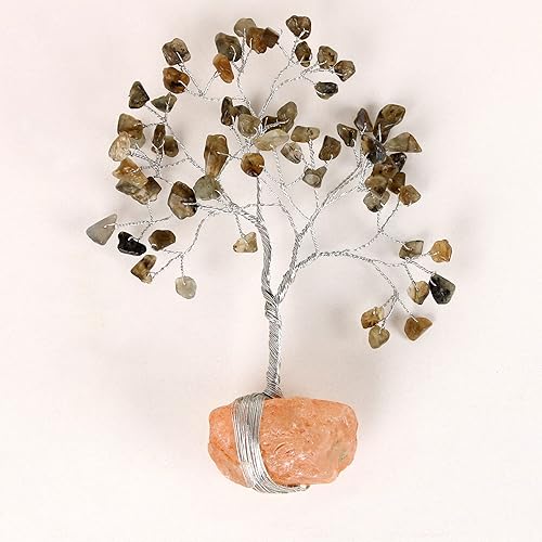 Miniatura 8 de REAL-GEMS Árbol de cristal de chakra cornalina natural con base de amatista violeta con propiedades curativas, bonsái Feng Shui árbol de dinero para