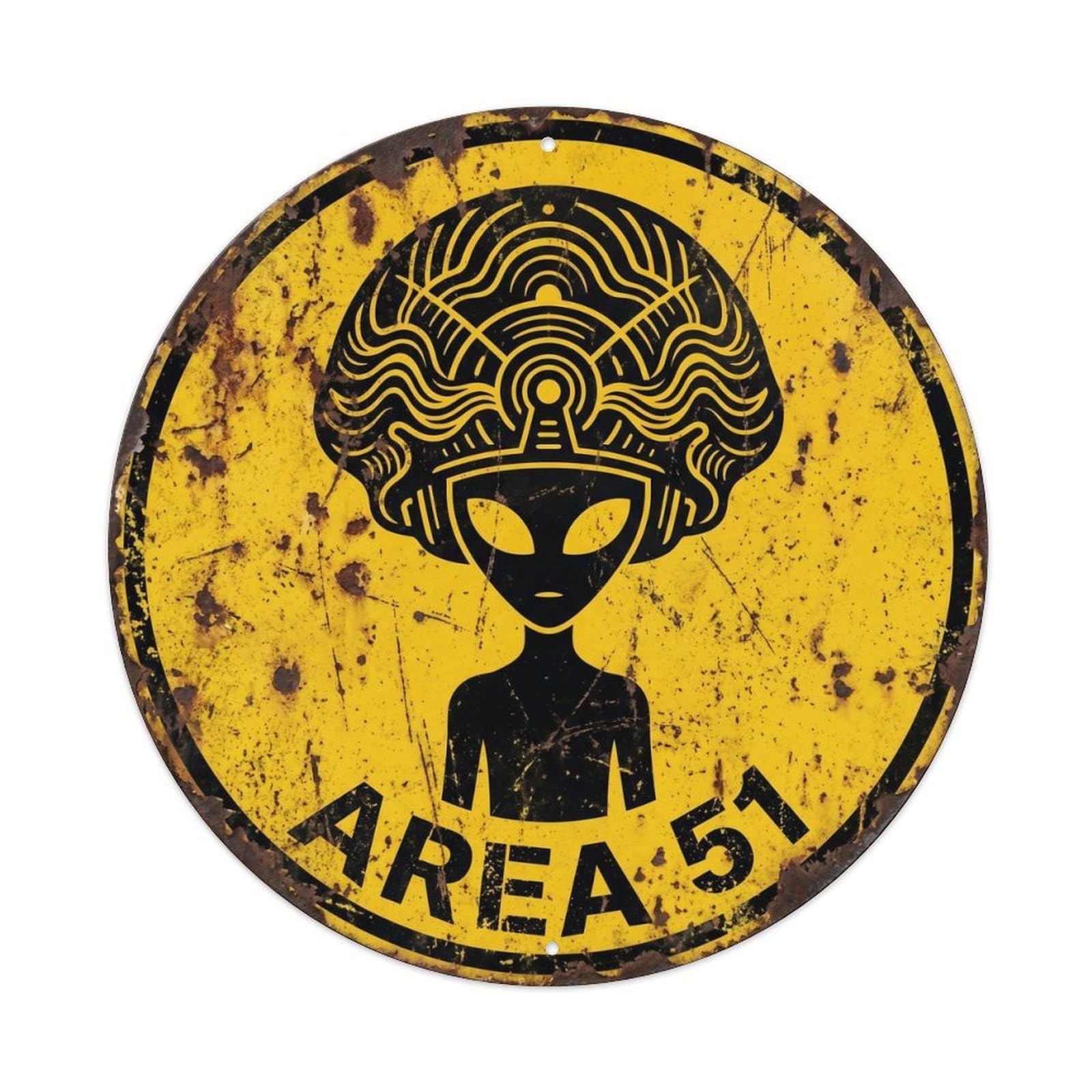 Extraterrestrial Area 51 Alien Brainwave Portrait Metal Tin Sign