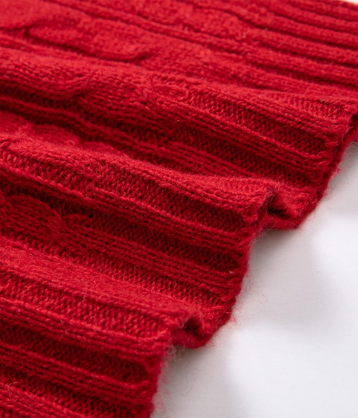 Villand 3 in 1 Womens Wool Hat Gloves & Scarf Winter Set, 3 Piece Cable Knitted Beanie Hat for Women with Gift Box