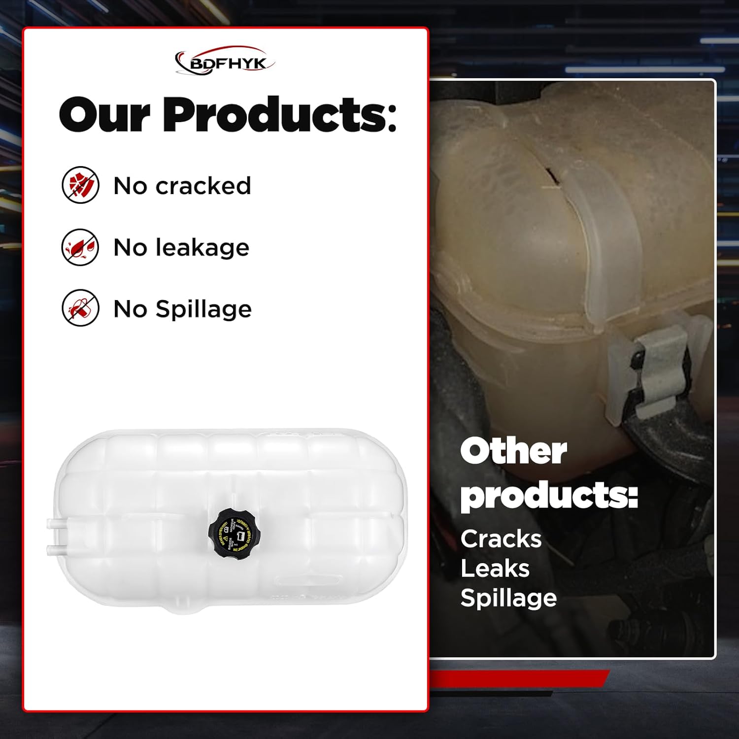 BDFHYK Engine Coolant Expansion Reservoir Overflow Tank Compatible with Freightliner Columbia 2001-2007, Century Class 01-07, Replaces 603-5201 S-20397 0520529000 0523045000 0523045001