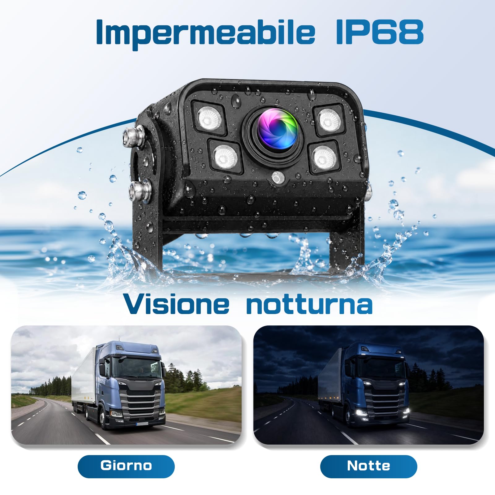 Hikity DVR 9 Pollici IPS Monitor Con Doppio Telecamera Retromarcia Wireless | IP68 Impermeabile Telecamere Posteriore Avviso di Angolo Cieco Visione Notturna Telecamere per Auto Camion Camper 12V-24V