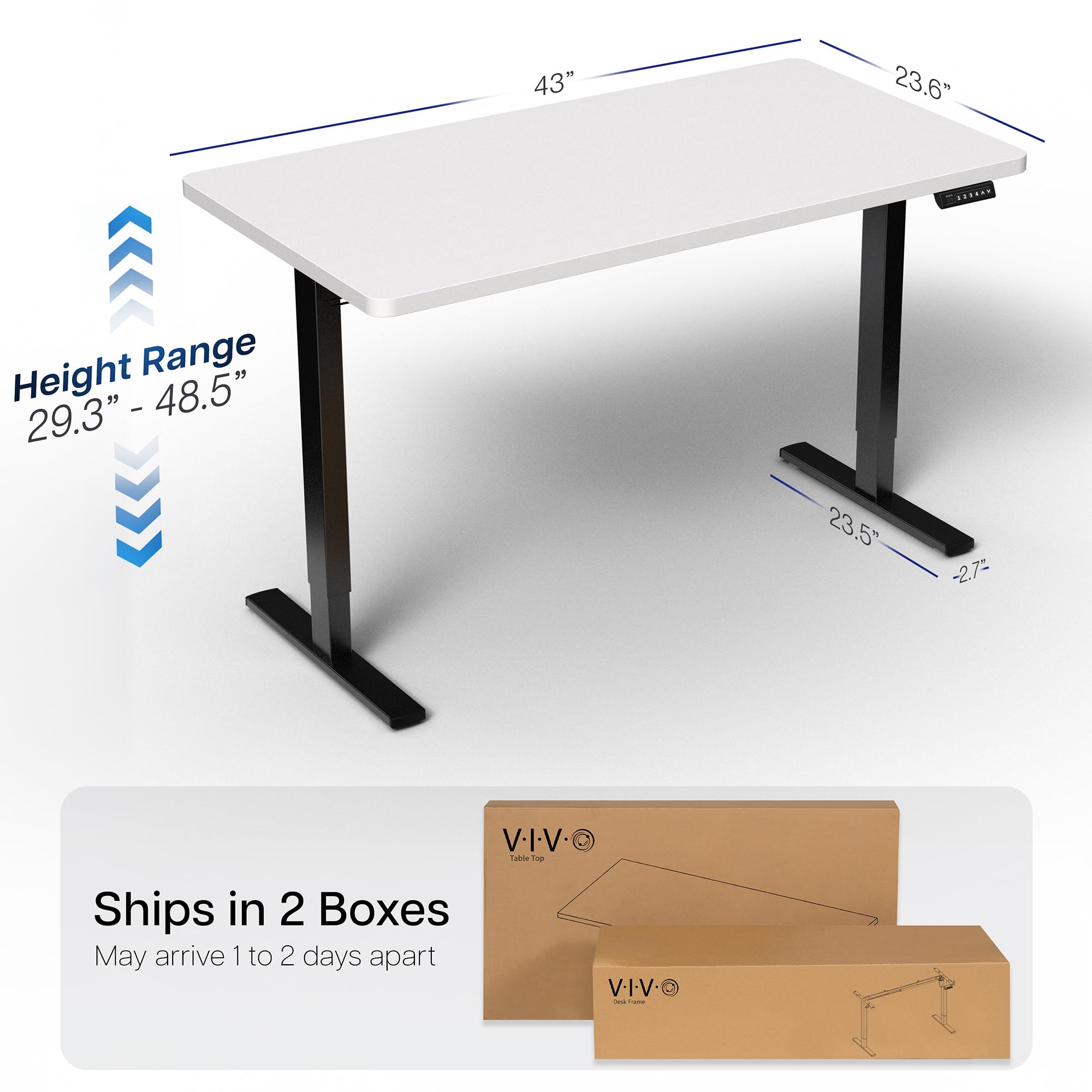 Snapklik.com : Electric 43 X 24 In Standing Desk, Memory Height ...