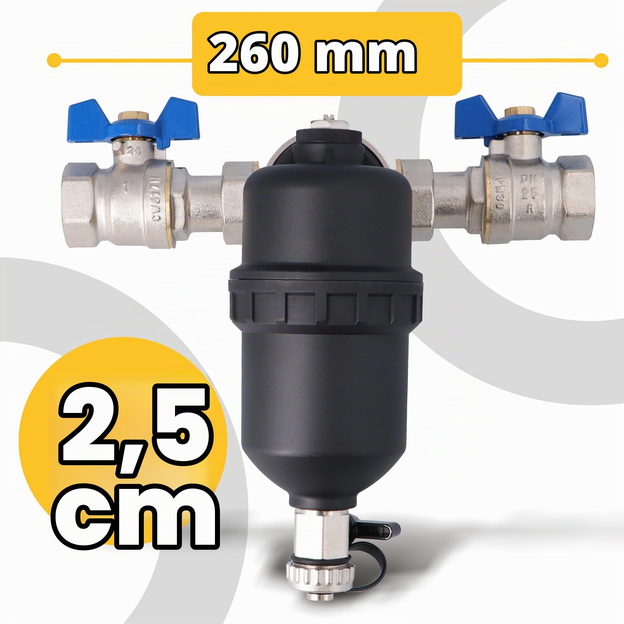 Instalguru Filtro Separatore Fanghi Magnetico 1 Pollice DN25 Riscaldamento Impianto Termico Trattamento Acqua Calda Magnete Neodimio Anticalcare Abitazioni Condomini Sistemi