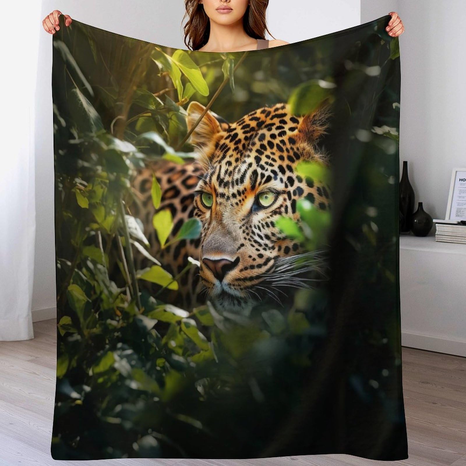 Couverture polaire en flannel léopard au fini doux et raffiné