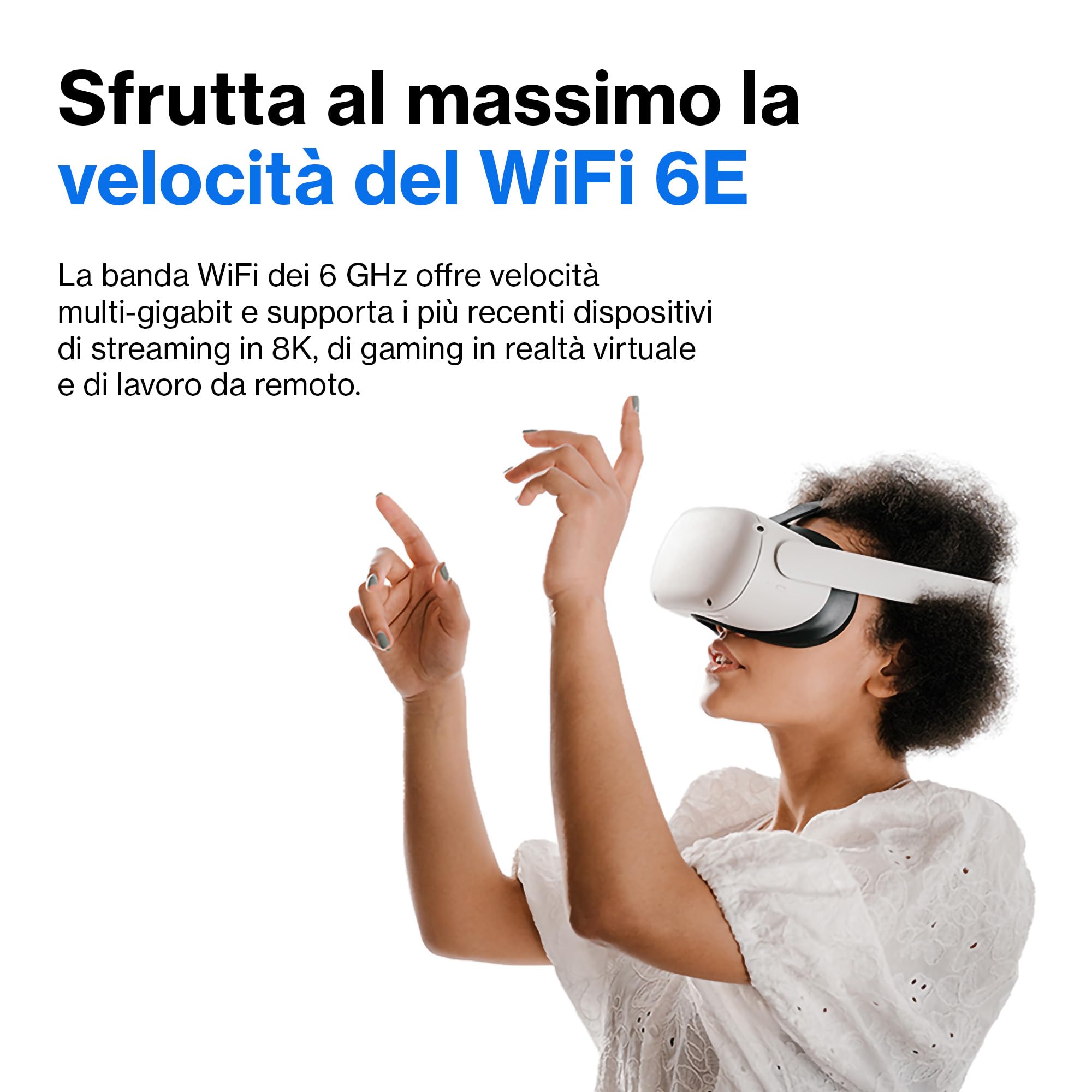 Linksys Router Wifi mesh Tri-Band Hydra Pro 6E, wireless, accesso alla banda 6 GHz, velocità massima 6.6 Gbps, copertura 250 m², piu 55 dispositivi
