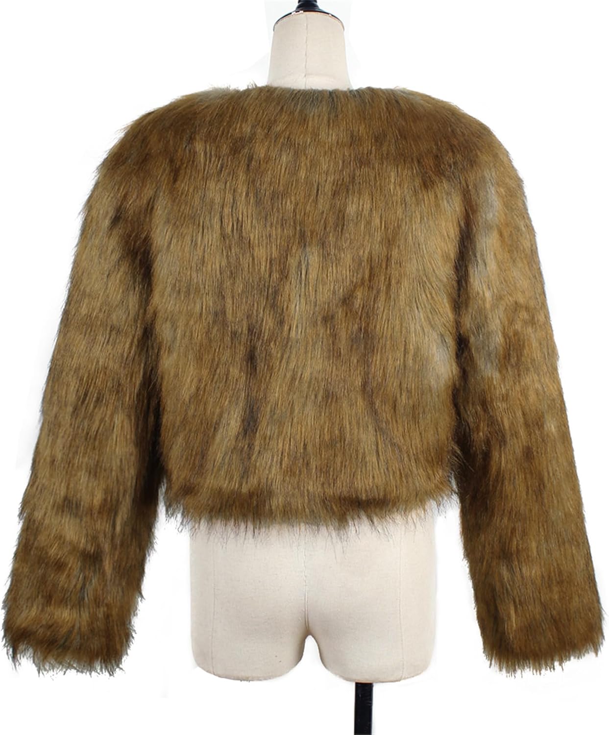 Women`s Luxury Fluffy Faux Fur Short Coat Winter Warm Cropped Jacket Cardigan - Image 5