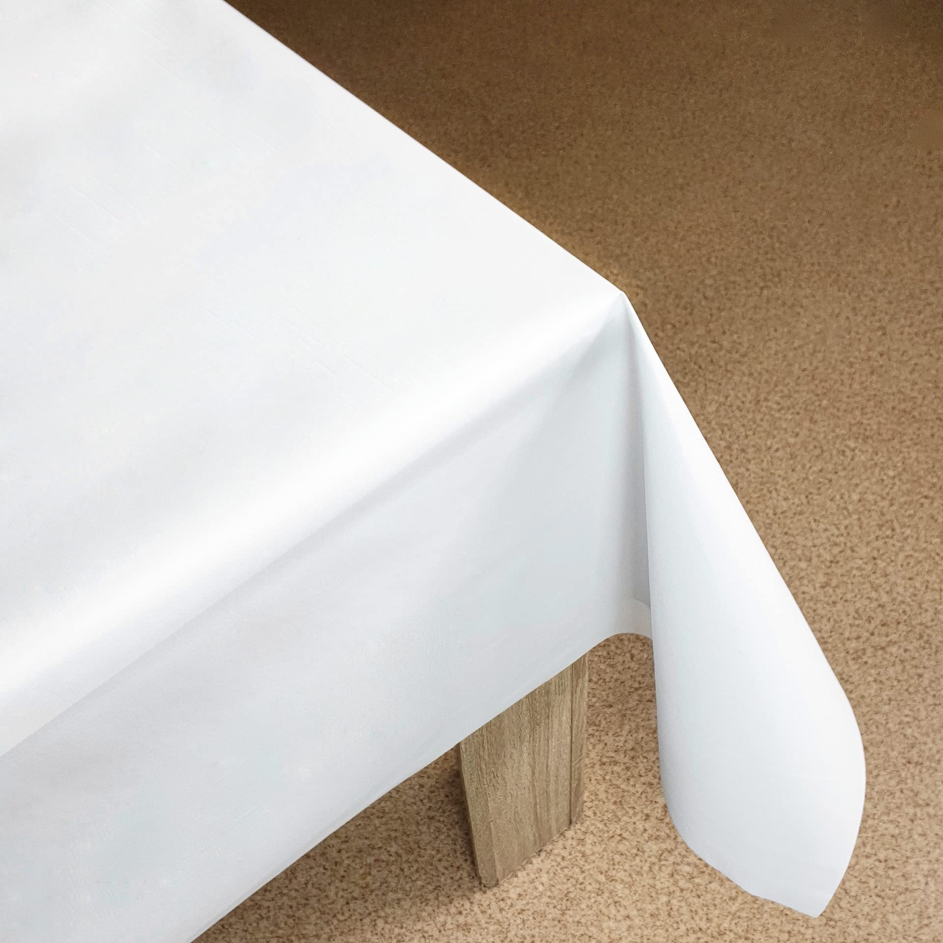 DecoMeister Mantel Antimanchas 140x280 cm - Hule Impermeable para Mesa de Comedor, Exterior y Jardín - Protector de Mesa de PVC Rectangular - Ideal para Cocina, Terraza, Camping - Blanco Liso