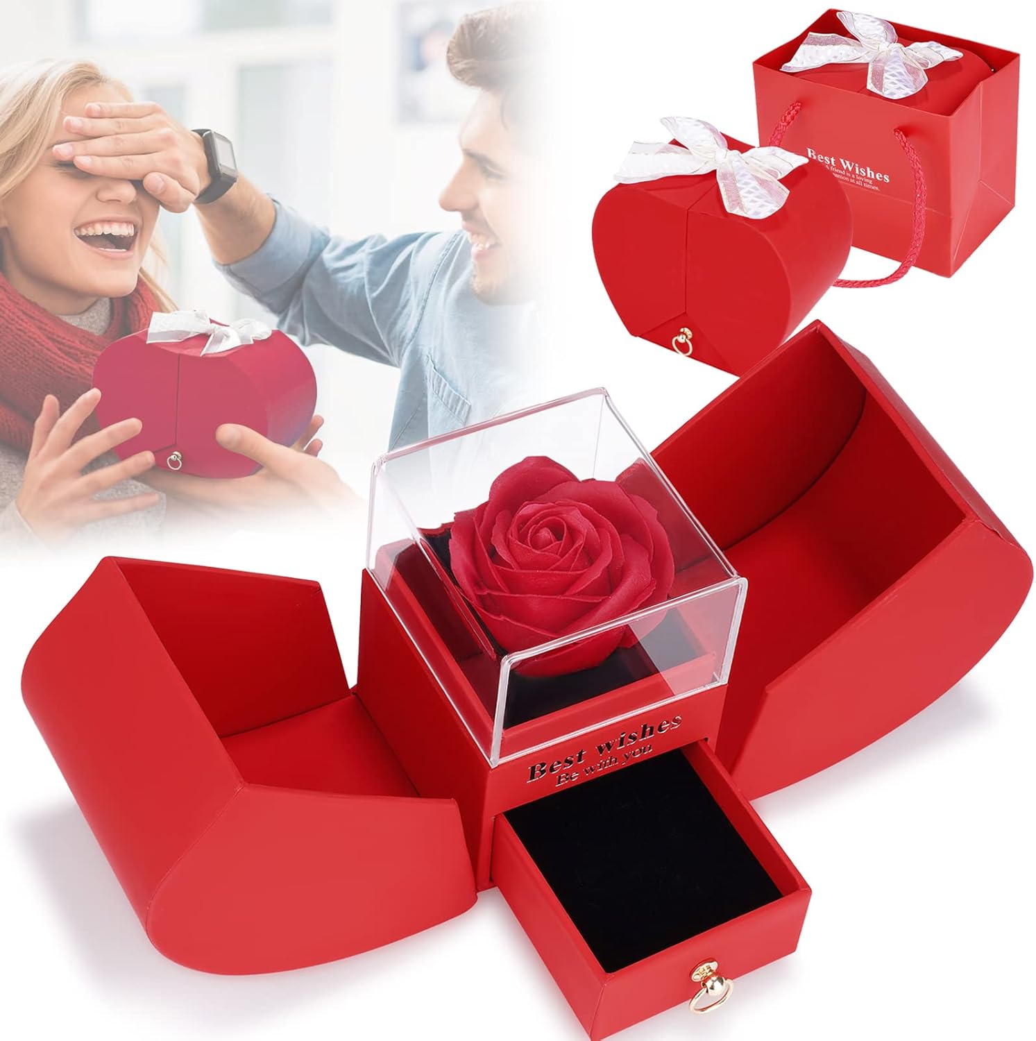 Rose Jewelry Gift Box for Mother,Preserved Rose,Forever Red Rose