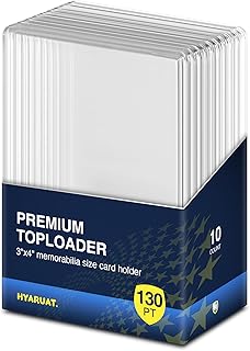 HYARUAT 130pt Top Loaders for Cards, 3x4 Real Thick Holder with Protective Film, Toploader Card Protectors Hard Plastic, 10-Count