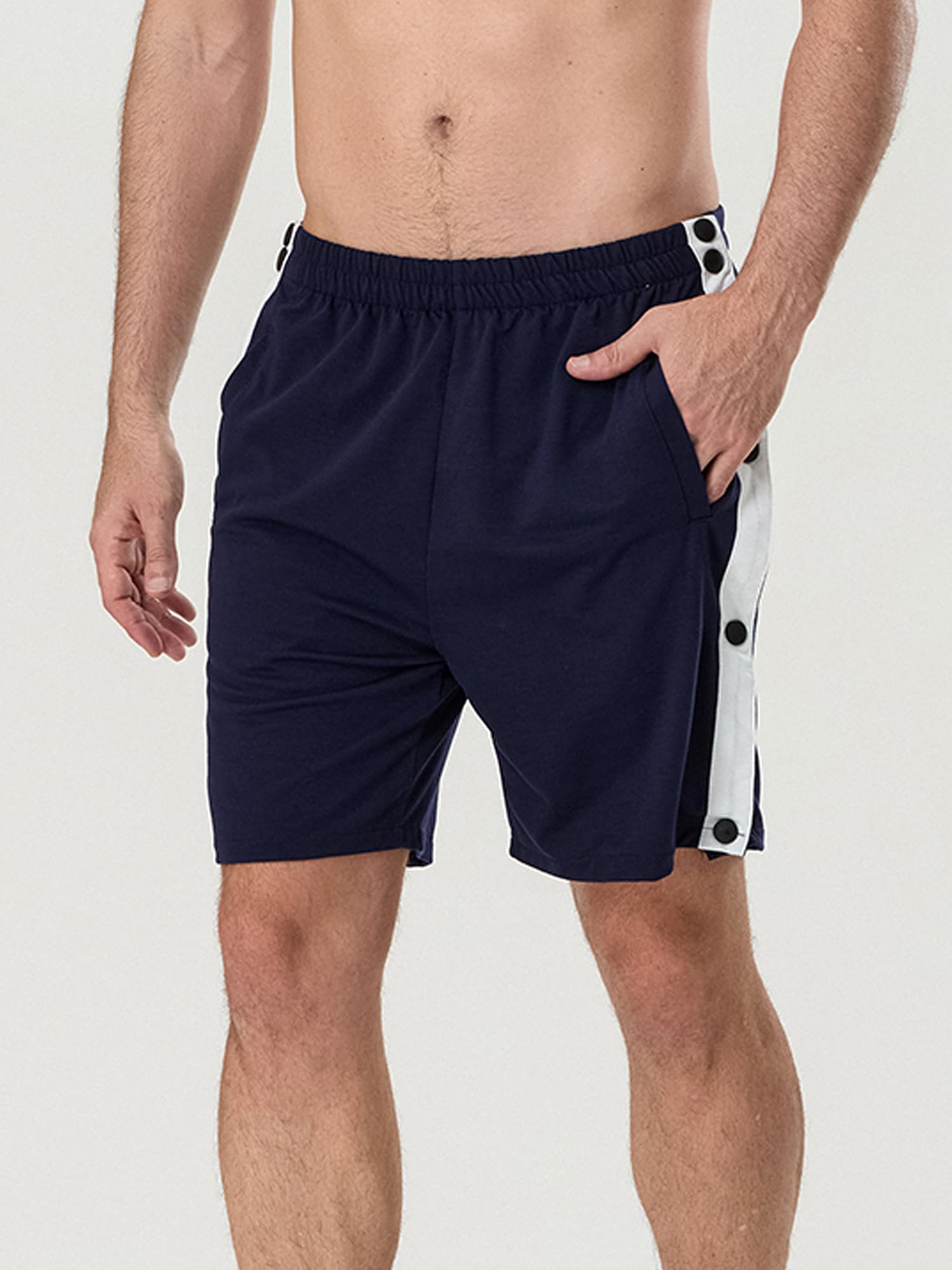 Sexy Outfit Pantaloncini Sportivi da Uomo a Strappo Chiusura con Bottoni Automatici Laterali Vita Elastica Pantaloncini da Allenamento per Palestra per Recupero Post Intervento Chirurgico con Tasche