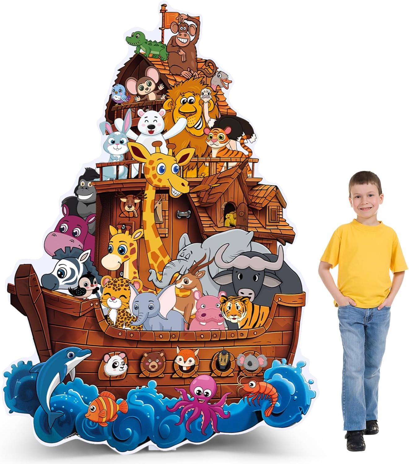 Halloween Noah's Ark Standup Decoration 63.8 x 44.9 Inches Noah's Ark Trunk or Treat Kit Religious Halloween Party Decoration for Trunk or Treat Party Sunday School Supplies