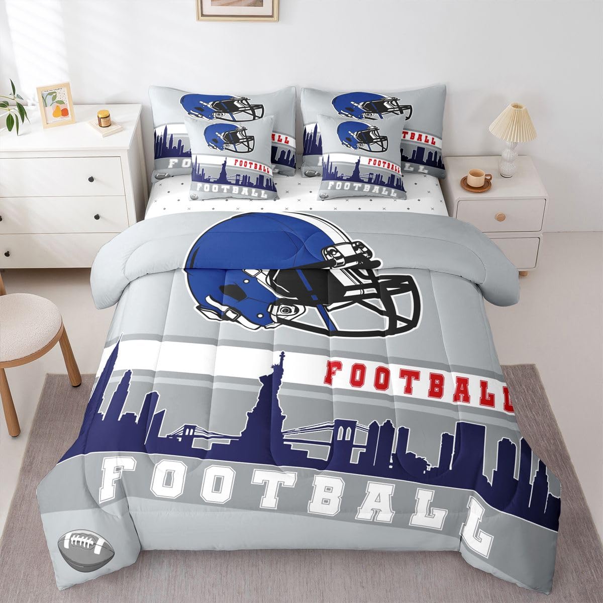 Erosebridal Football 7 Pcs Comforter Set Football Fans Bedding Full