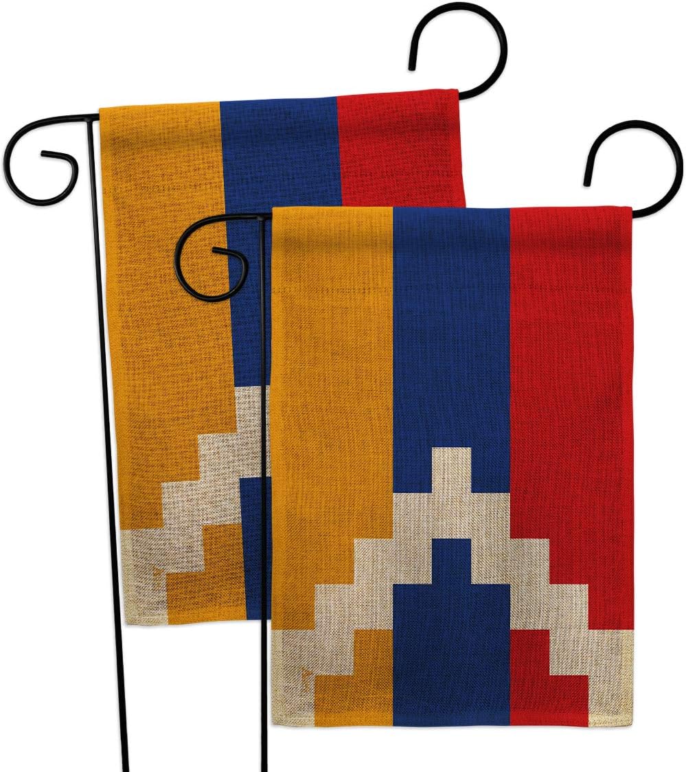 Republic of Artsakh Garden Flags 2pcs Pack Regional Nationality Nation International World Country Particular Area Small Decorative Gift Yard House Banner Made In USA 13 X 18.5