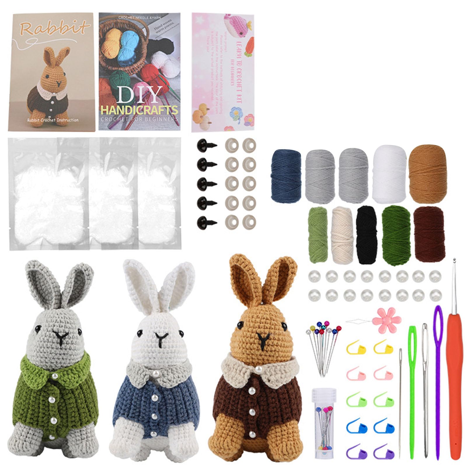 Mekalero Kits, Hand Crochet for Beginner, Cuter Animal Starter Pack with Yarn Hook, Accessory