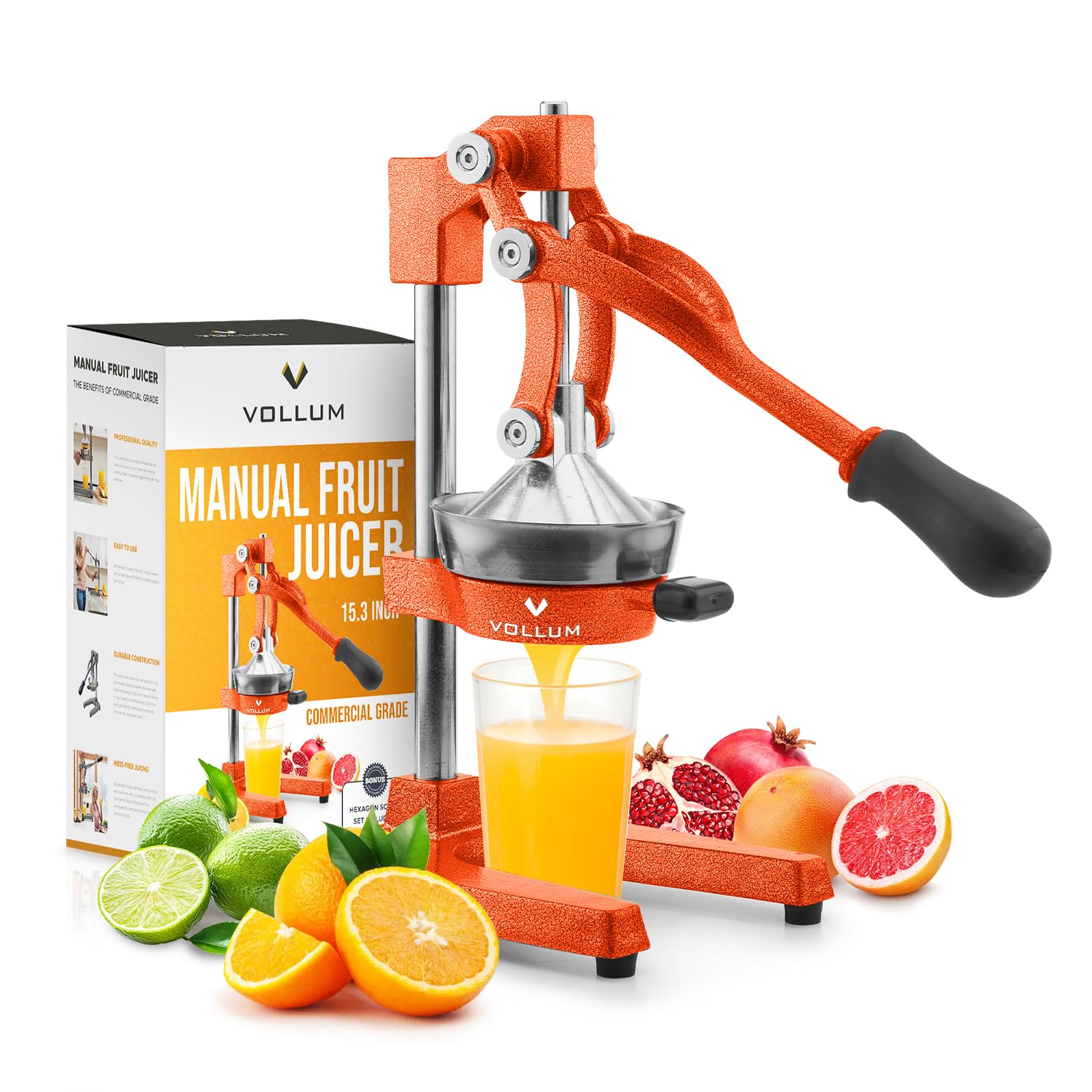 Exprimidor manual de frutas – Exprimidor de palanca de cítricos para el hogar de grado comercial para naranjas, limones, limas, pomelos y más – mancha.