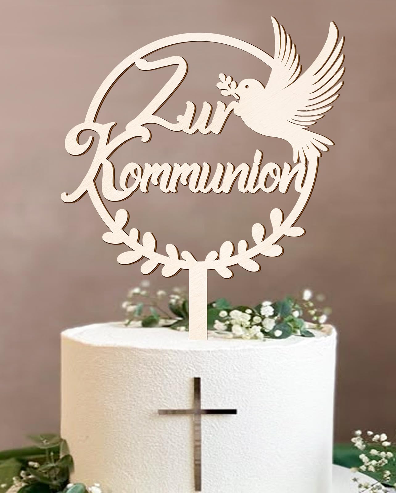 Tortendeko Kommunion, Cake Topper Zur Kommunion aus Holz, Erstkommunion Kuchen Topper, Tortenstecker Erstkommunion Deko Junge Mädchen Geschenke Gastgeschenke, Kommunionsgeschenke
