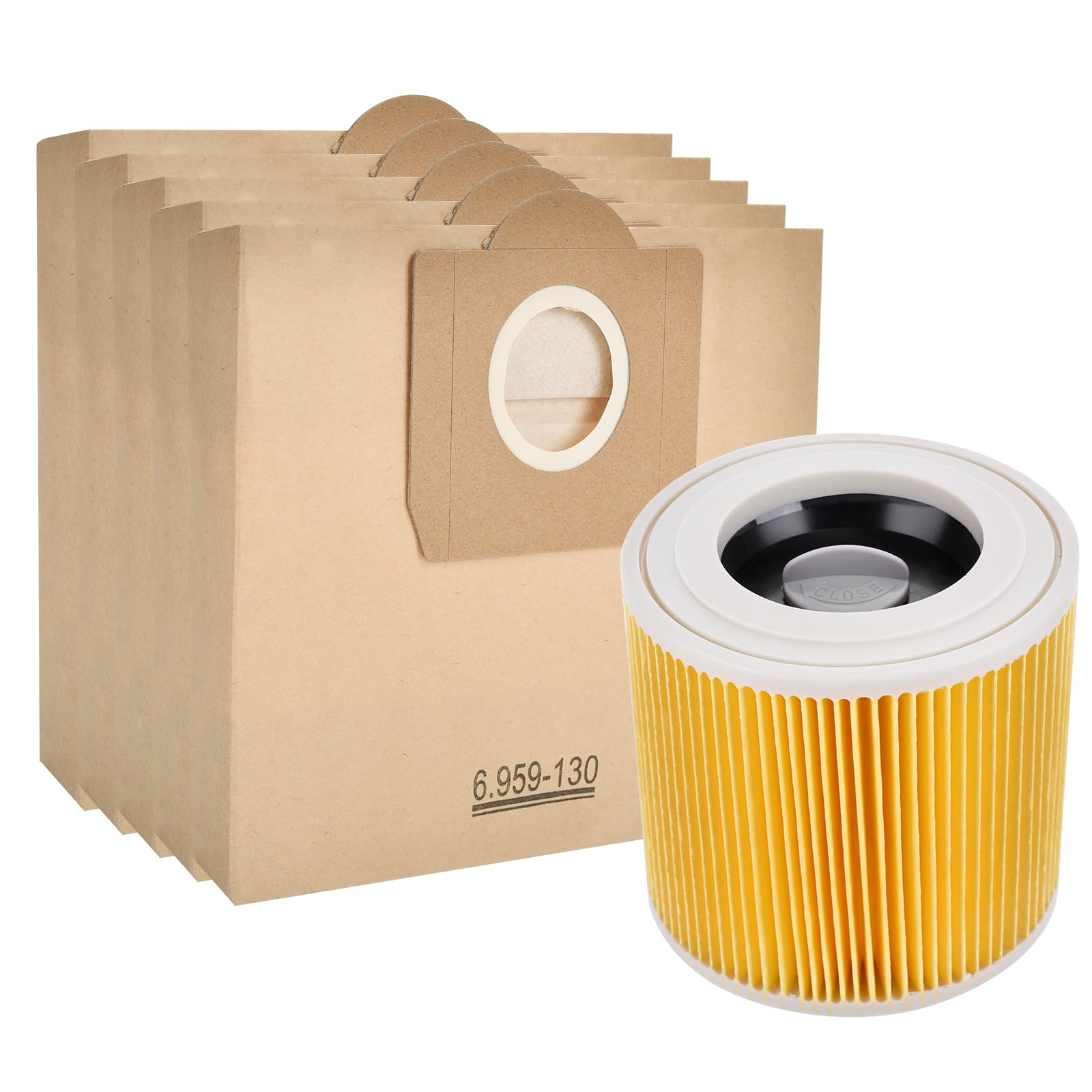 Bolsas Para Aspiradora Karcher - Pack De 5 Repuestos, Compatibles Con Modelos NT 30/1, NT 40/1, NT 50/1