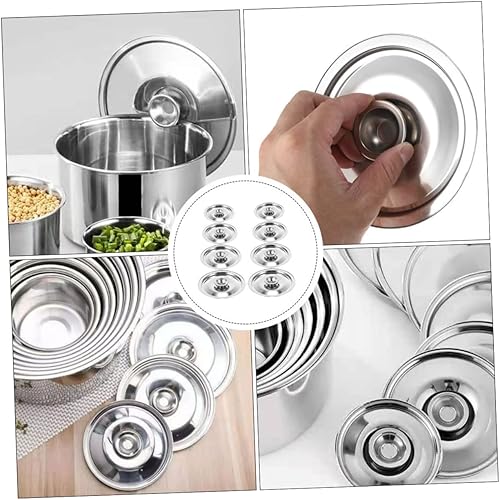Miniatura 6 de BESTonZON Juego de 8 recipientes de acero inoxidable con tapa de acero inoxidable con tapa, sartén de acero inoxidable con tapa, tapa de cacerola de