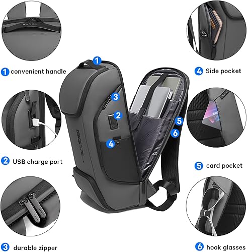 Miniatura 4 de BANGE Mochila inteligente para computadora portátil de negocios que puede contener una mochila de viaje para laptop de 15.6 pulgadas, bolsa de