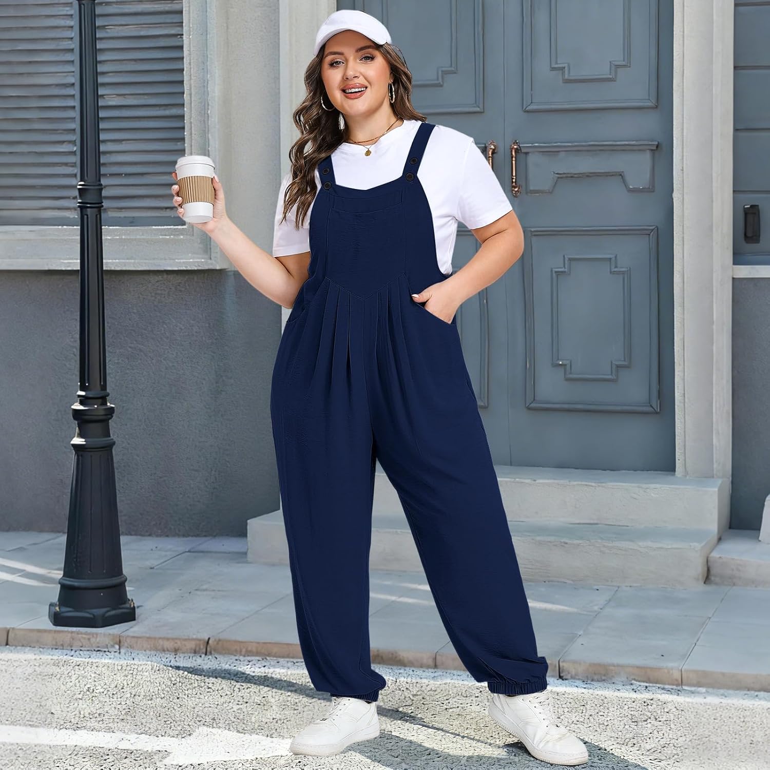 Moon Wood Women's Plus Size Overalls Loose Fit Adjustable Straps Jumpsuits for Summer Gardening Casual Daily Outings - Image 6