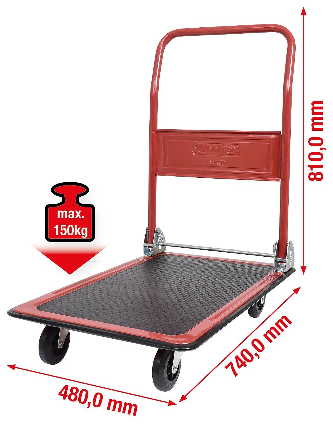 KS Tools - 800.0015 - Chariot à plateforme - L.740 x l.480 x H.810 mm - Chariot pliable - 150kg