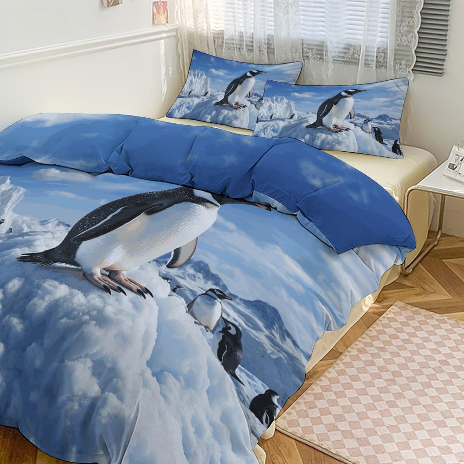 Couette pour grand lit pingouin 259x228 cm : parure de lit chaude contre les nuits fraîches