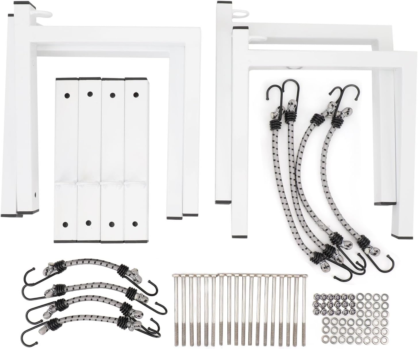 4 Racks Ladder Rack for Trailer, Side Mount Enclosed Trailer Ladder Rack, Trailer Ladder Rack with Buffle and D Hook for Side Wall