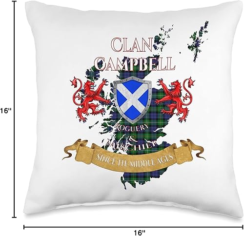 Miniatura 4 de Campbell Scottish Rogues Clan Tartan Scotland Campbell Loudoun Scottish Family Clan Middle Age Mischief - Almohada de 16 x 16 pulgadas, multicolor