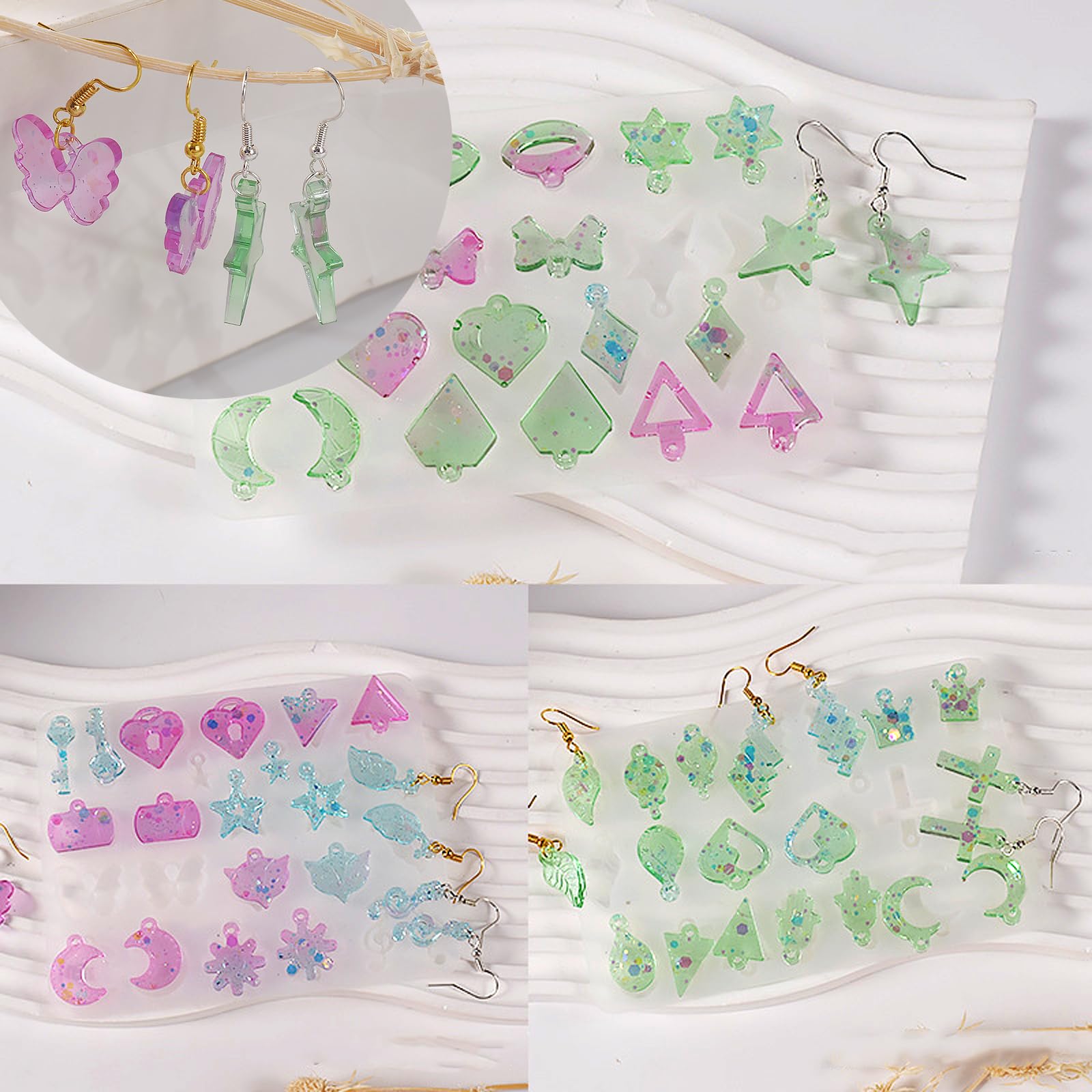 Kit Stampi Resina Per Orecchini Fai Da Te - 4 Forme + 150 Accessori | Per Gioielli Artigianali - Foto 9