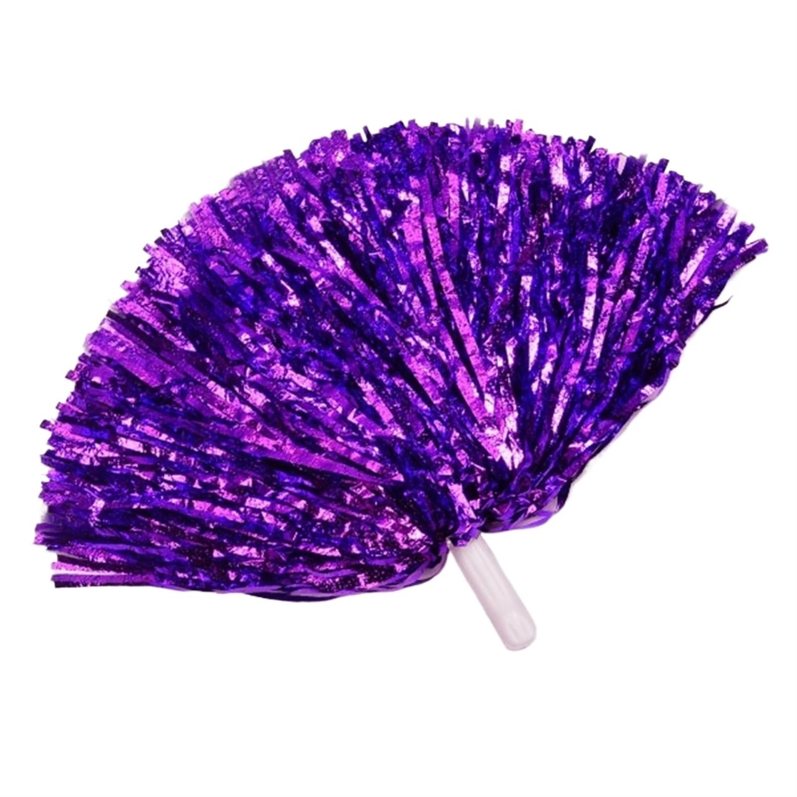 ZWCSHUU Cheerleader Pom Poms 4Pcs Cheerleading Pom Poms For Adults Metallic Streamer Pompoms Cheerleader Hand Flowers Dancing Team Sports(Purple)