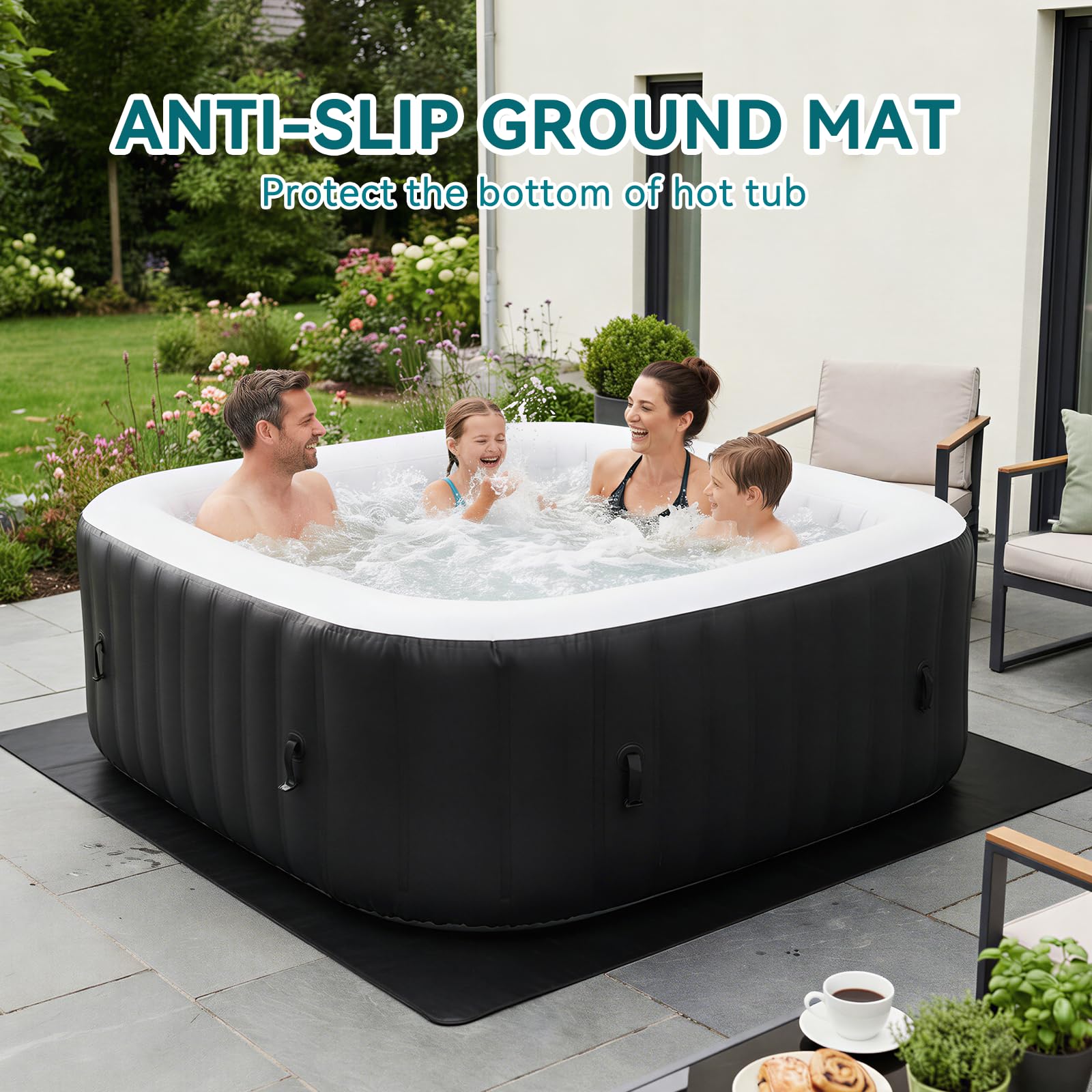 Vasca idromassaggio gonfiabile con riscaldatore da 1800 W, sistema di massaggio a 130 getti d'aria, 60% in più di efficienza energetica, spa portatile per piccoli bagni e giardino, include copertura