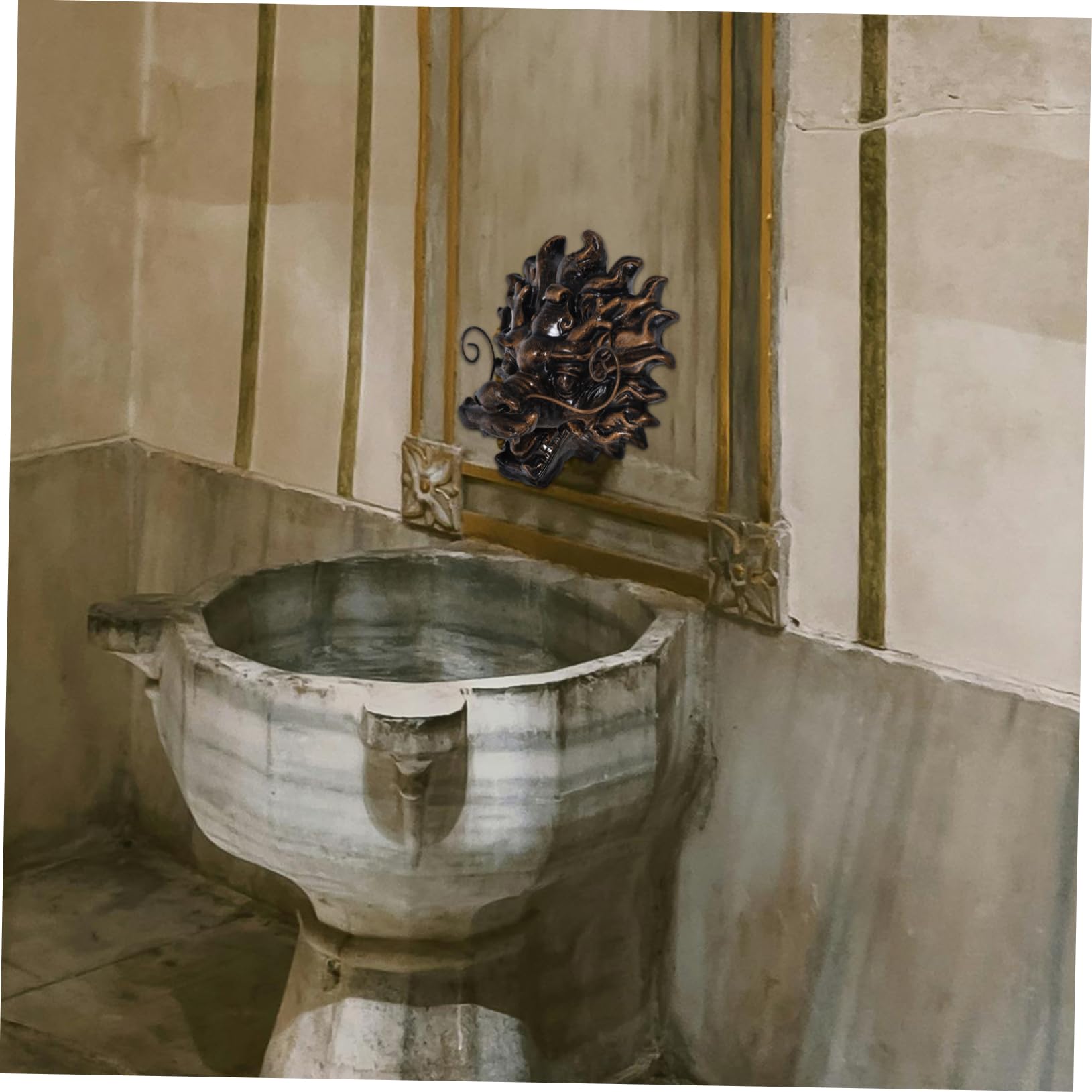 Abaodam Fontana da Parete Decorativa Testa di Drago in Resina per Giardino e Villa, Facile Installazione, Design Elegante e Resistente per Uso Esterno