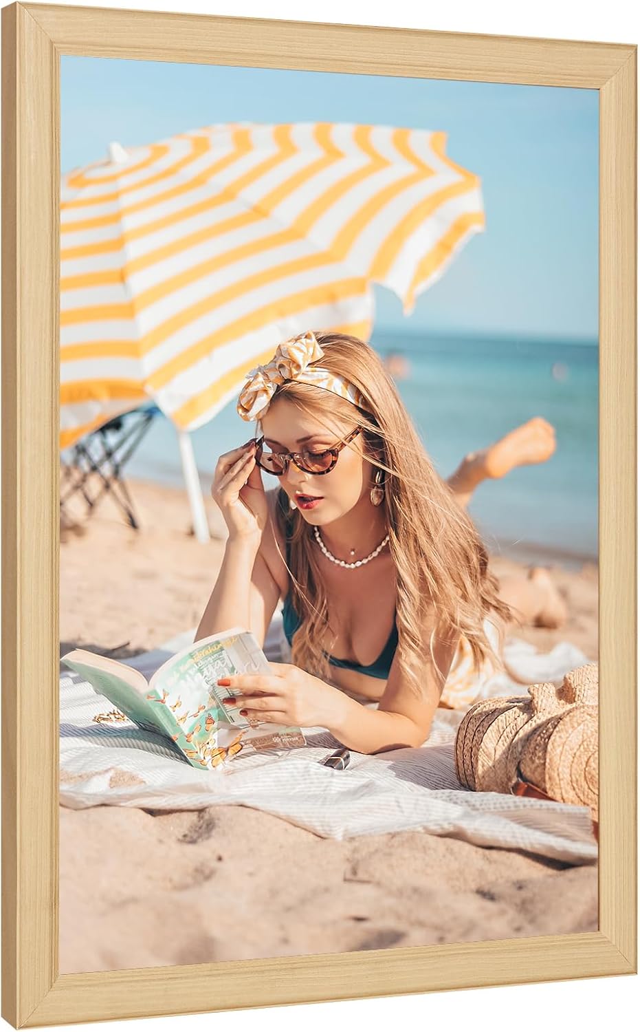 22x30 Wood Frame, Rustic Natural Wooden 30x22in Poster Picture Frame, Modern Beige Woodgrain 22 x 30inch Gallery Wall Photo Frame with HD Plexiglass, Horizontal Vertical Wall Mounting Display 1pcs Woodgrain 22x30