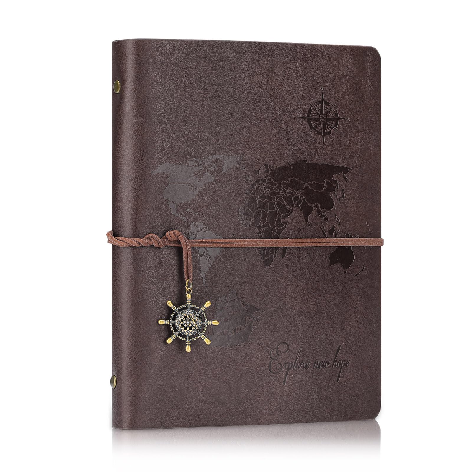 Aomiduo 200 Pages Blank Refillable Notebook, 200 Pages Vintage Travel Journal, PU Leather Diary โ image 1