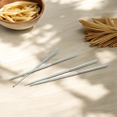 Miniatura 2 de 77507 4 pares de palillos de acero inoxidable - Cubiertos de calidad para tu disfrute