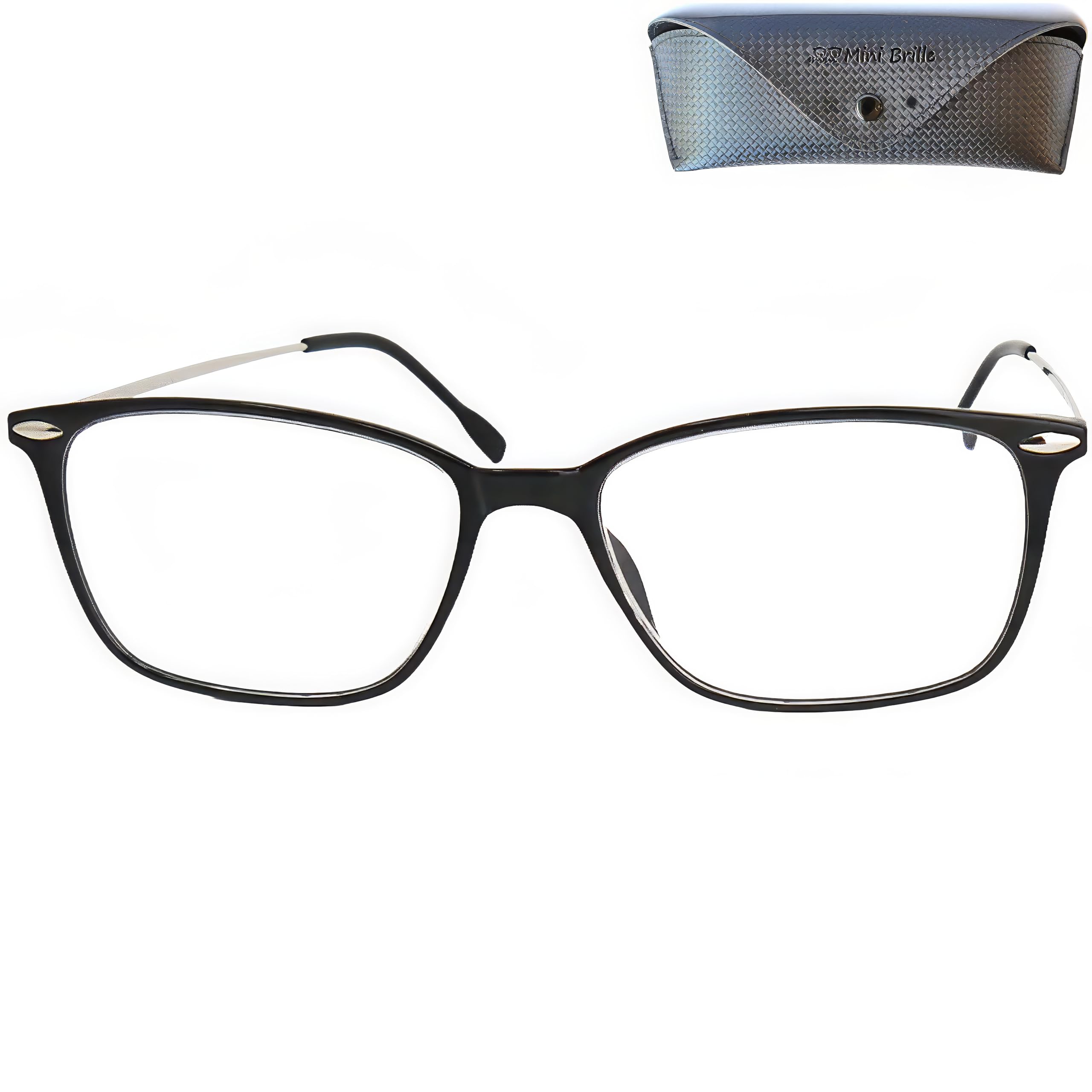 Mini Brille Leichte Lesebrille Rund/Rechteckig – Unisex Lesehilfe für Damen & Herren, Metallbügel & Kunststoffrahmen, Stilvolle Sehhilfe mit Etui