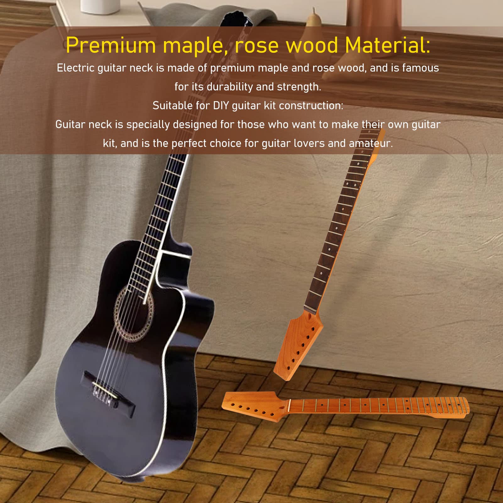 Wymiana gryfu gitary elektrycznej dla ST |Głowa półtonowa i pieczony klon/palisander |Odporna na warunki atmosferyczne aktualizacja DIY do gitar elektrycznych (GS70)