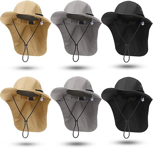 Miniatura 8 de 6 sombreros de sol unisex para hombres y mujeres sombrero de senderismo sombrero de safari ala ancha protección solar UV con solapa para el cuello