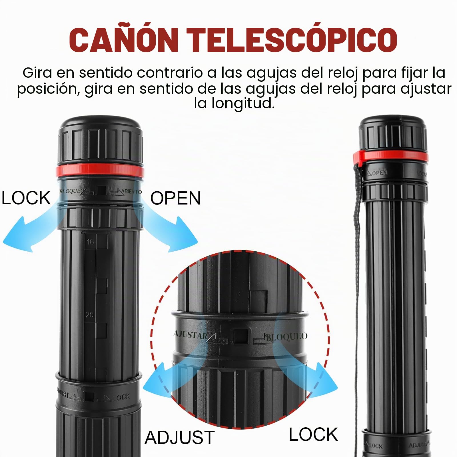 2 rollo de transporte para pósteres, A0, color negro, 45 – 75 cm, tubo de transporte telescópico