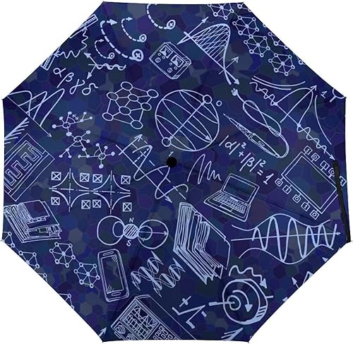 Physics Elements Science Windproof Travel Automatic Umbrella Rainproof 3 Folding Manual Rainbrella for Rain Sun