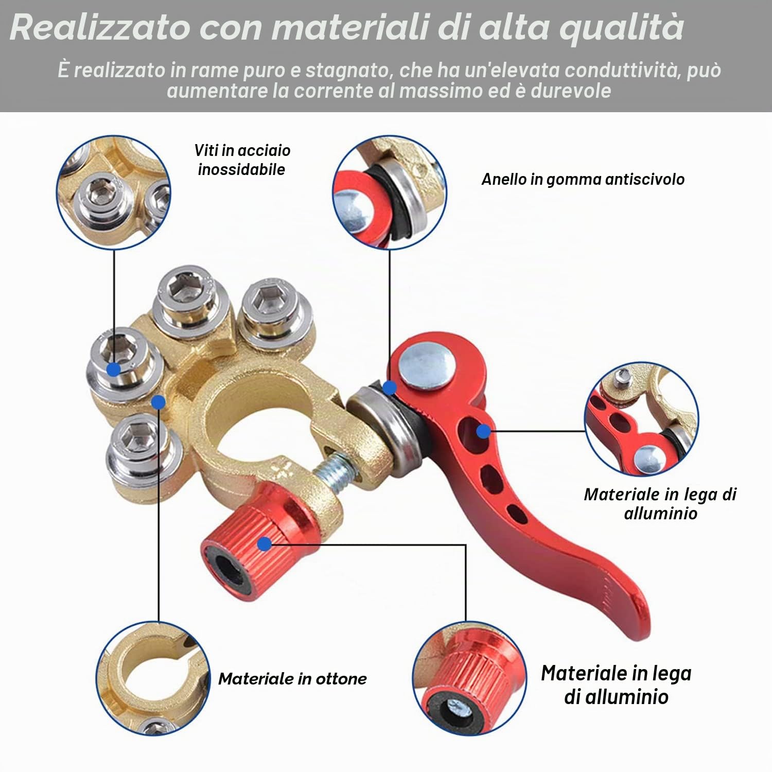 2 pezzi Connettore del Terminale della Batteria Morsetto a Sgancio Rapido Morsetti Terminali della Cavo Batteria Filo Connettori Morsetto del Cavo per Auto Camion Barca