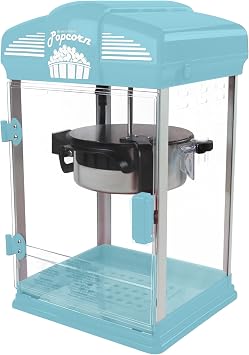 West Bend Theater Crazy Popcorn Machine, Non-stick Kettle, 4 Qt., Blue | West Bend Theater Crazy Popcorn Machine, Non-stick Kettle for Movie Theater Popcorn, Measuring Cup & Spoon, 4 Qt., Blue