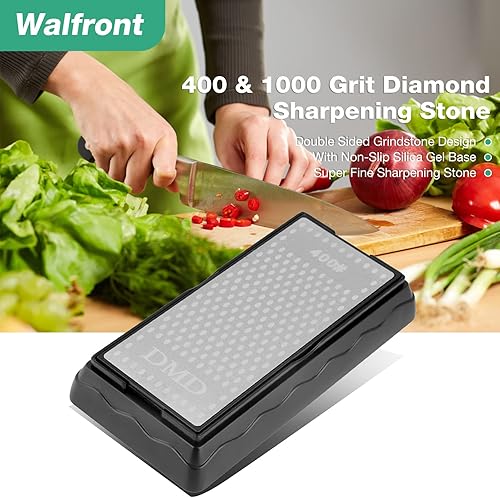 Miniatura 4 de Afilador de cuchillos Piedra de grano 4001000 de doble cara Piedra de afilar piedra de afilar piedra de afilar con base Juego de piedra fina para