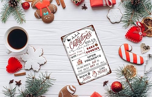 Miniatura 6 de Letrero de metal con reglas de Navidad, con texto en inglés Pasar tiempo con la familia, decoración de casa de campo, decoración de Navidad, póster