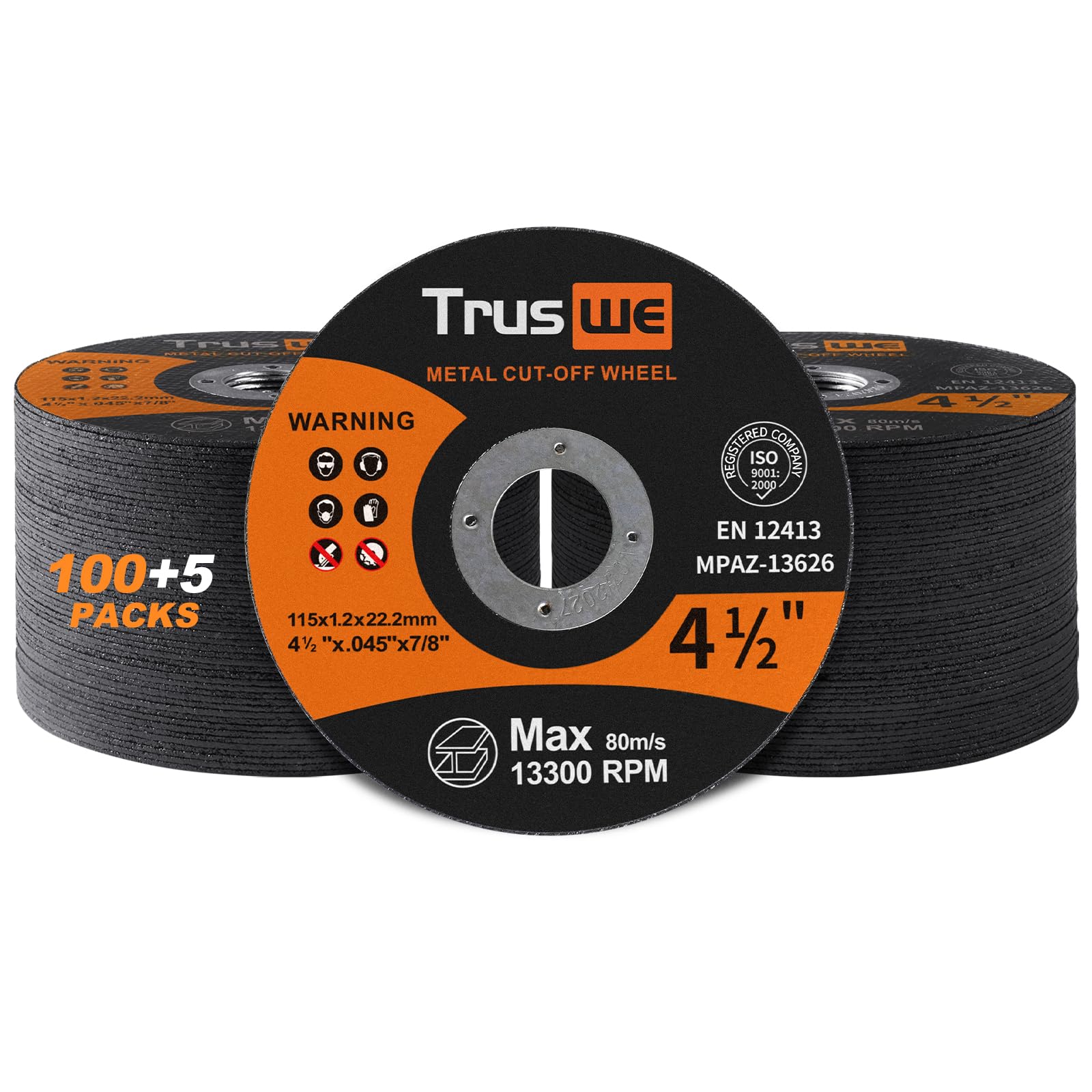 Ruedas de corte de 4 1/2 pulgadas, paquete de 105 ruedas de corte de metal y acero inoxidable para amoladora angular, disco de corte ultrafino