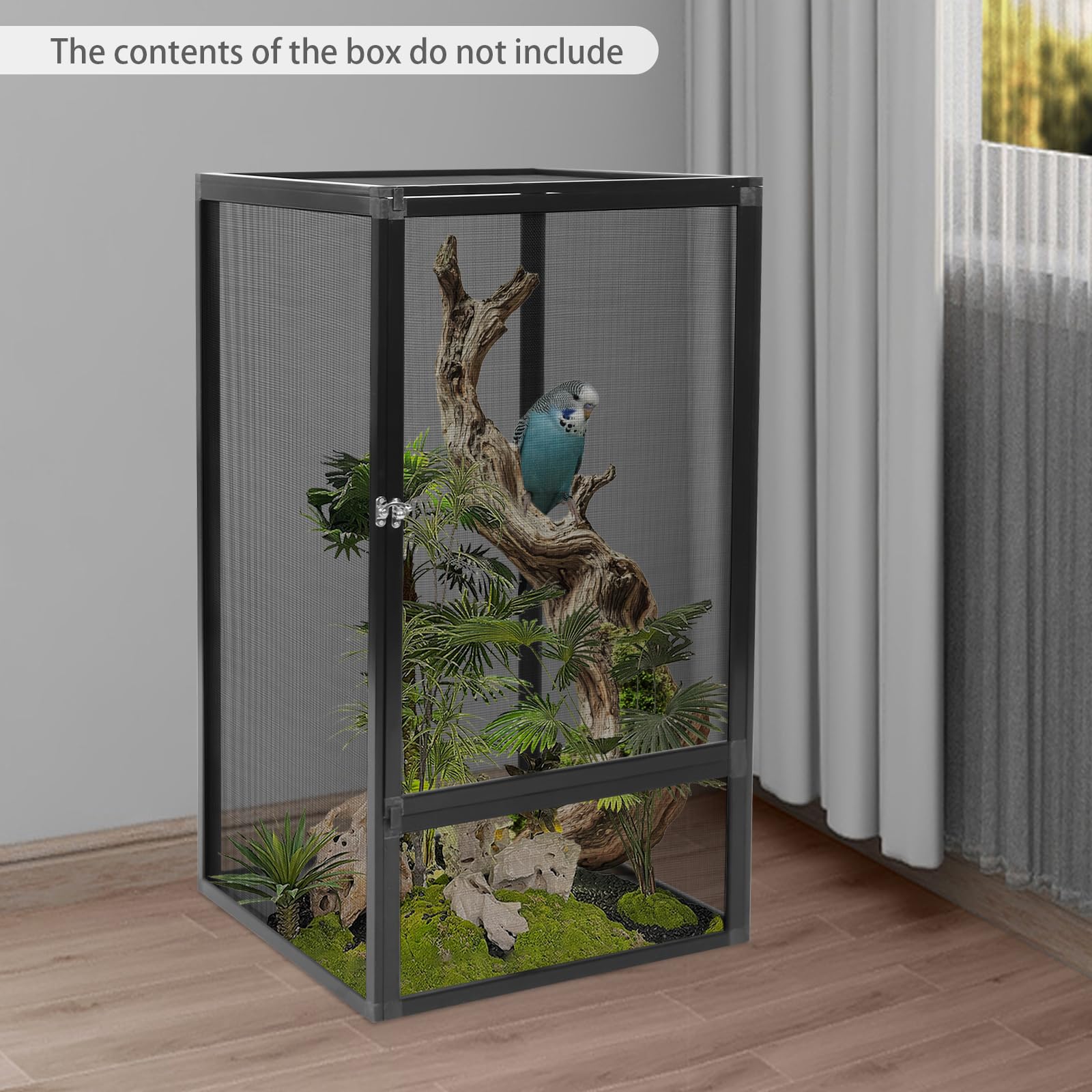 Reptile Pet Feeding Net BoxAluminum Alloy Mesh Cage17.7x17.7x31.5 Micro Habitat Terrarium Enclosure for ChameleonsLizardsSnakesand Small Animals product thumbnail 8